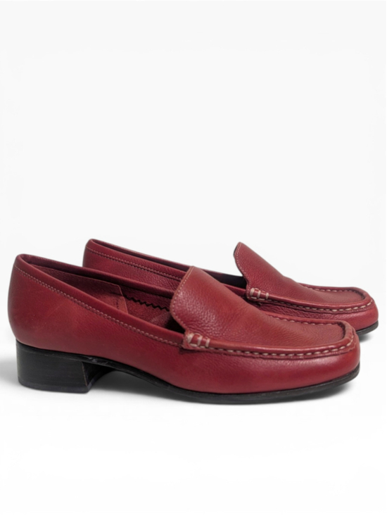 Etienne Aigner Shoes - Etienne Aigner Vintage Quiz Dark Red Leather Loafers Size 7